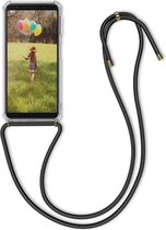 kwmobile telefoonhoesje geschikt voor Samsung Galaxy A7 (2018) - Hoesje met telefoonkoord - Back cover in transparant / zwart