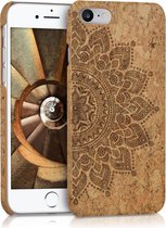 kwmobile Hoesje voor Apple iPhone SE (2022) / SE (2020) / 8 / 7 - Backcover van kurk in donkerbruin / lichtbruin - Opkomende Zon design
