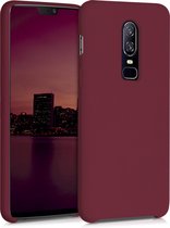 kwmobile telefoonhoesje voor OnePlus 6 - Hoesje met siliconen coating - Smartphone case in rabarber rood