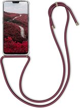 kwmobile telefoonhoesje compatibel met OnePlus 6 - Hoesje met koord - Back cover in transparant / donkerrood