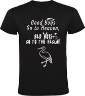 Good boys go to heaven, bad boys go to Den Haag Heren t-shirt | ado | scheveningen  |  Zwart