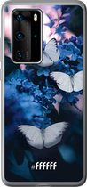 Huawei P40 Pro Hoesje Transparant TPU Case - Blooming Butterflies #ffffff