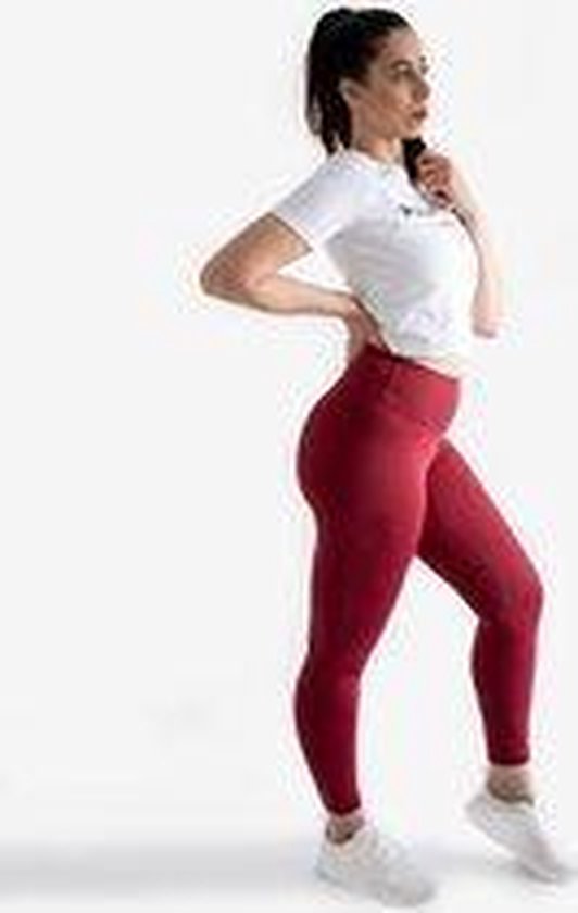 Wolftech Gymwear Sportlegging Dames High Waist - Rood / Bordeaux - XL - Met Klein Logo - Sportkleding Dames