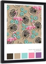 Foto in frame , Abstracte Flamingo's , 70x100cm , multikleur, wanddecoratie , Premium print