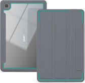 Tablet Hoes geschikt voor Samsung Galaxy Tab A7 (2020) - Tri-Fold Book Case met Transparante Back Cover en Pencil Houder - 10.4 Inch - Licht Blauw/Grijs