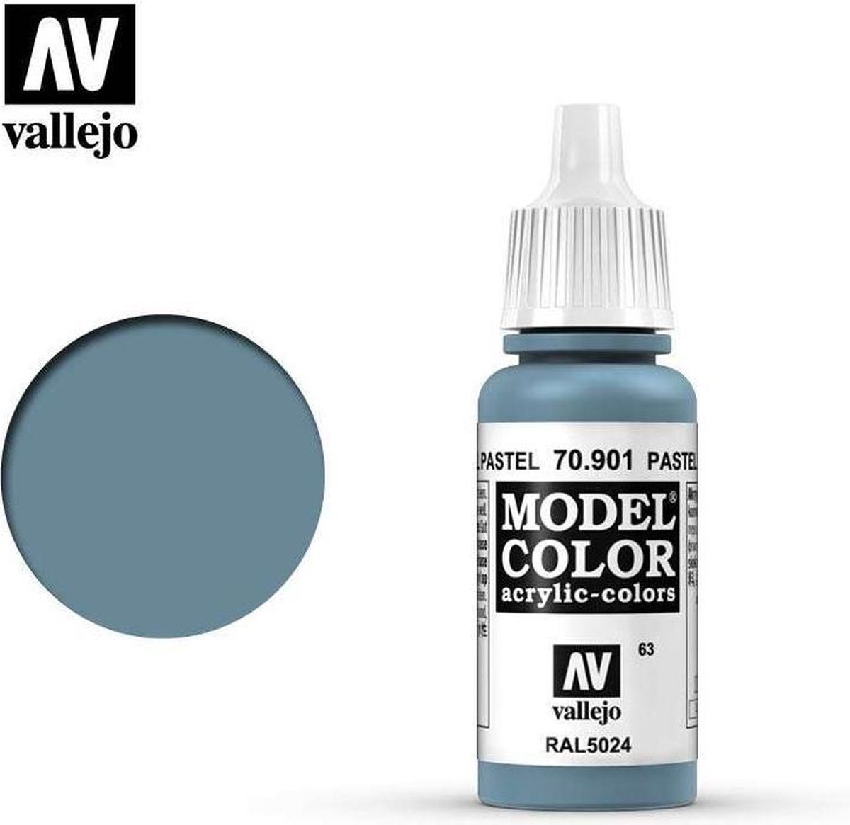 Vallejo Hobbyverf Acrylverf - 70901 Model Color Pastel Blue - Acryl Verf flesje - 17 ml