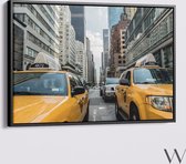 New York City yellow cab - Foto Prent Canvas Schilderijen (Wanddecoratie woonkamer / slaapkamer) -
