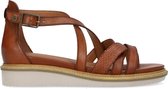 No Stress - Dames - Cognac leren sleehakken met bandjes - Maat 41