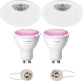 PHILIPS HUE - LED Spot Set GU10 - White and Color Ambiance - Bluetooth - Primux Pollon Pro - Inbouw Rond - Mat Wit - Verdiept - Ø82mm