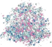 Mini stenen van glas. pastelkleuren. afm 0.6-0.8+1.5-2+3 mm. 600 gr/ 1 Doosje