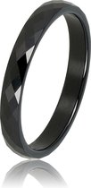 My Bendel - Keramieken ring facet geslepen zwart 3mm - Keramische, onbreekbare, mooie zwarte dames ring - Verkleurt niet - Met luxe cadeauverpakking