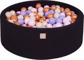 Ronde Ballenbak set incl 300 ballen 90x40cm - Zwart: Goud, Beige,  Roze, Lila