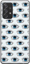 Samsung Galaxy A72 hoesje siliconen - Ogen print - Soft Case Telefoonhoesje - Print / Illustratie - Blauw