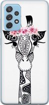 Samsung A52 (5G) hoesje siliconen - Giraffe | Samsung Galaxy A52 (5G) case | zwart | TPU backcover transparant