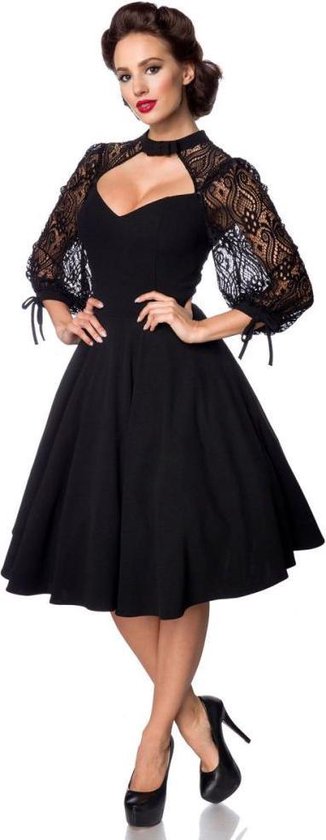 Belsira - Lace Swing jurk - S - Zwart