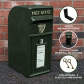 Groene brievenbus - 24x37x57 cm - gewichtscapiciteit: tot 200 brieven - Inclusief muurbeugel - Afsluitbaar - 2 gouden sleutels - Ierse mailbox