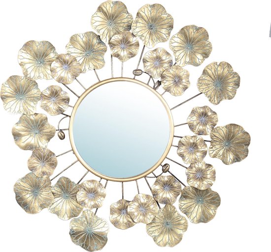 PTMD  melia antiek goud spiegel van metaal met bloe
