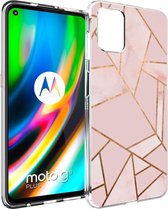 iMoshion Design voor de Motorola Moto G9 Plus hoesje - Grafisch Koper - Roze / Goud