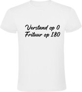 Verstand op 0, Frituur op 180 tekst Dames t-shirt | eten | friettent | patat | niet nadenken | Wit