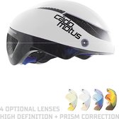 CADOMOTUS Omega Aero Helm | Professionele Aerodynamische Helm |  Schaatshelm | Fietshelm | Triathlonhelm | Ultra Licht & Lage weerstand | Voor Volwassenen | Maat M (54 - 57 cm) Wit