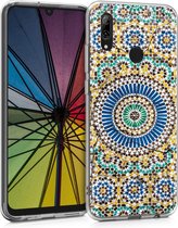 kwmobile telefoonhoesje voor Huawei P Smart (2019) - Hoesje voor smartphone in blauw / oranje / turquoise - Marokkaanse Tegels Rond design