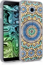 kwmobile telefoonhoesje voor Samsung Galaxy J4+ / J4 Plus DUOS - Hoesje voor smartphone in blauw / oranje / turquoise - Marokkaanse Tegels Rond design