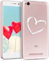 kwmobile telefoonhoesje voor Xiaomi Redmi 4A - Hoesje voor smartphone in wit / transparant - Brushed Hart design