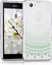 kwmobile telefoonhoesje voor Sony Xperia Z1 Compact - Hoesje voor smartphone in mintgroen / wit / transparant - Indian Sun design