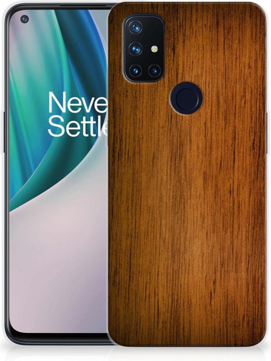 OnePlus Nord N10 5G Bumper Hoesje Donker Hout