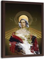 Foto in frame , Artistieke Vrouw  met Aureool ,Historisch Tafereel ,70x100cm , Multikleur , wanddecoratie
