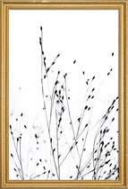 JUNIQE - Poster met houten lijst Black Grass -60x90 /Wit & Zwart