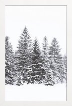 JUNIQE - Poster met houten lijst Zwarte winterbomen -13x18 /Wit &