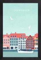 JUNIQE - Poster in houten lijst Kopenhagen - retro -60x90 /Kleurrijk