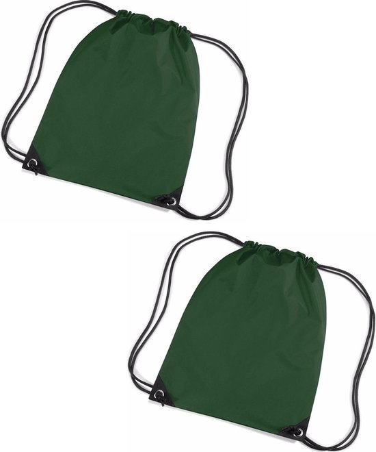 Set de 6x sac de sport / gym / sac de sport en nylon vert foncé