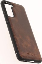 Minim Samsung Galaxy S21 Plus Hoesje Back Cover Echt Leer Bruin