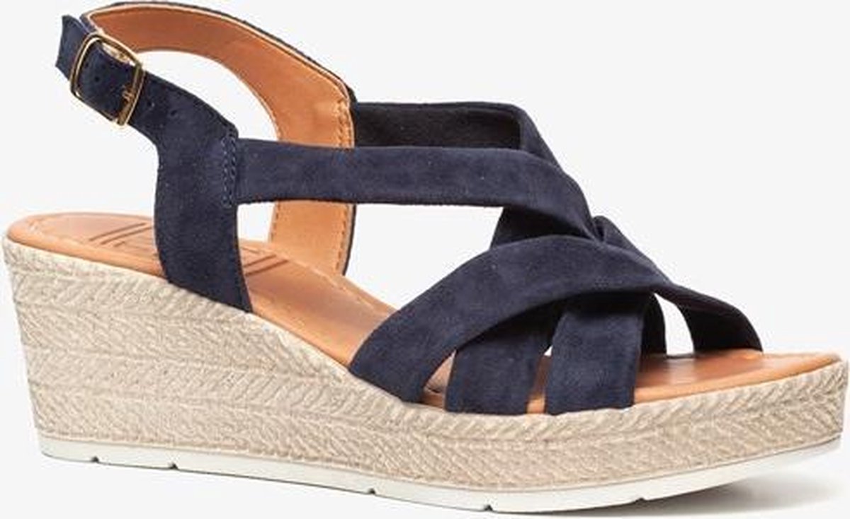 TwoDay suede dames sleehak sandalen Blauw - Schoenen.nl