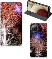 Smartphone Hoesje Kerstcadeau Geschikt voor Samsung Galaxy A12 Portemonnee hoesje Vuurwerk