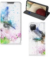 Hoesje Geschikt voor Samsung Galaxy A12 Wallet Book Case Vogel