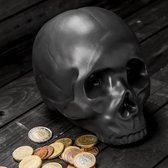 Kikkerland Spaarpot - In de vorm van een schedel - Keramiek - Geschikt voor Halloween cadeau - Zwarte doodskop