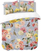 Y-NOT - Heritage Flower - Dekbedovertrek - Katoensatijn - 1 Persoons - 140x200/220 cm - Blauw