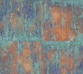 Retro behang Profhome 361181-GU vliesbehang glad in retro stijl mat blauw bruin 5,33 m2