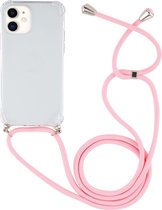 Apple iPhone 12 Mini Hoesje - Mobigear - Lanyard Serie - TPU Hoesje met koord - Transparant / Roze - Hoesje Geschikt Voor Apple iPhone 12 Mini