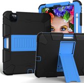 Apple iPad Air 4 10.9 (2020) Hoes - Mobigear - Shockproof Serie - Hard Kunststof Backcover - Zwart / Blauw - Hoes Geschikt Voor Apple iPad Air 4 10.9 (2020)