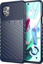 Mobigear Hoesje geschikt voor Motorola Moto G9 Plus Telefoonhoesje Flexibel TPU | Mobigear Groove Backcover | Moto G9 Plus Case | Back Cover - Blauw