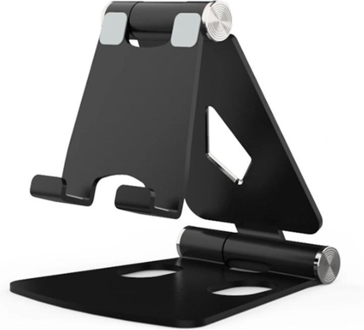 Telefoon en Tablet houder - Ergonomisch design - Opvouwbaar - Smartphone standaard voor Bureau of Tafel - Zwart