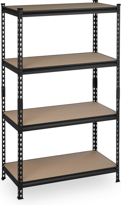 Relaxdays opbergrek, 4 etages, draaglast 1440 kg, stellingkast steeksysteem, HBD: 153 x 91 x 46 cm, staal & MDF, grijs