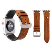 Voor Apple Watch Series 3 & 2 & 1 38mm Simple Fashion koeienhuid Big Eyes patroon horlogebandje (bruin)