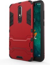 Shockproof PC + TPU Case voor Nokia X5, met houder (rood)