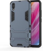 Schokbestendige pc + TPU-hoes voor Vivo V11 (V11 Pro), met houder (marineblauw)