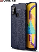 Voor Galaxy M31 Litchi Texture TPU schokbestendige behuizing (marineblauw)